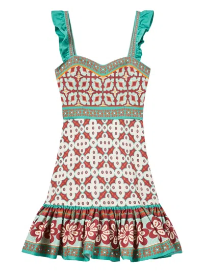 La Doublej Gingerbread Ruffled Printed Mini Dress In Multi