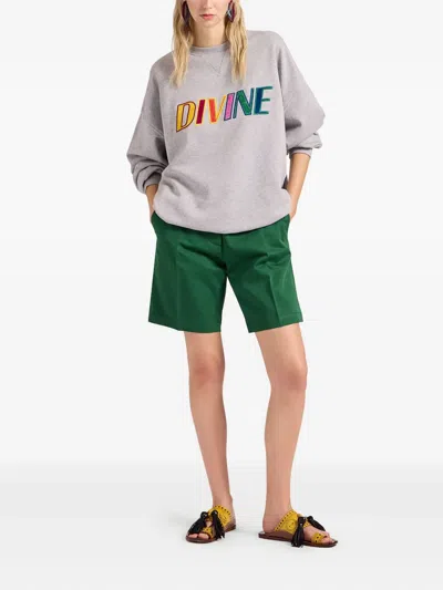 La Doublej Off Court Divine-embroidered Sweatshirt In Gray