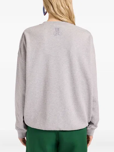La Doublej Off Court Divine-embroidered Sweatshirt In Gray