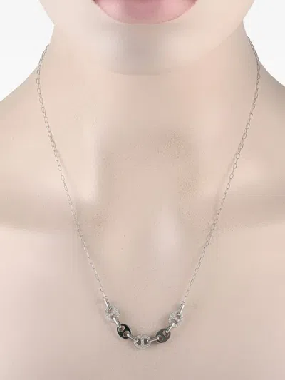 Pre-owned Lb Exclusive 14k White Gold Circular Motif Diamond Necklace In Silver