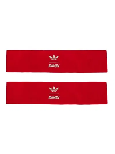 Adidas Originals X Avavav Logo-embroidered Headband Set In Red