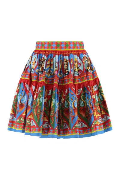 Dolce & Gabbana Printed Cotton Mini Skirt In Multi
