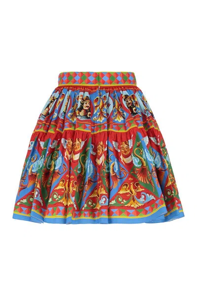 Dolce & Gabbana Printed Cotton Mini Skirt In Multi