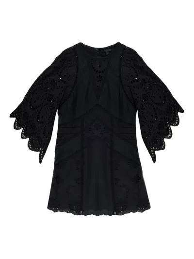 Allsaints Luci Broderie Mini Dress In Black