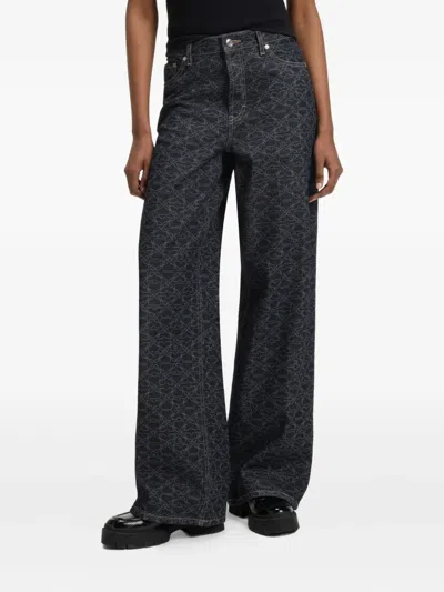 Hugo Boss Monogram-print Jeans In Black