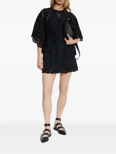 Allsaints Luci Broderie Mini Dress In Black
