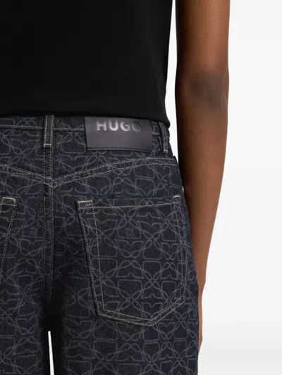 Hugo Boss Monogram-print Jeans In Black