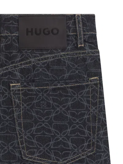 Hugo Boss Monogram-print Jeans In Black