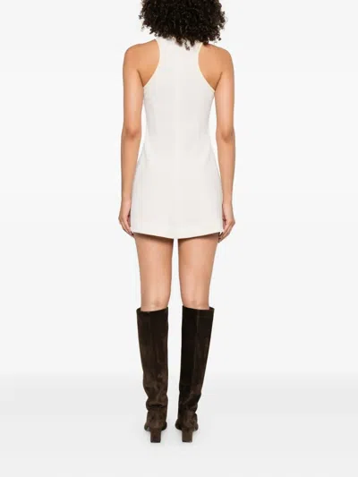 Nanushka Button-front Ribbed Mini Dress In Neutral