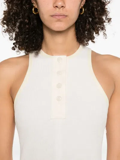Nanushka Button-front Ribbed Mini Dress In Neutral
