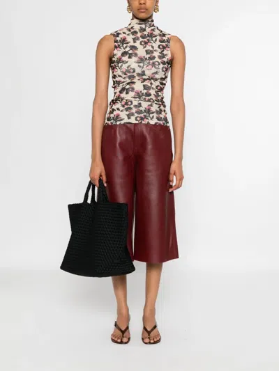 Nanushka Floral-print Turtleneck Top In Neutral