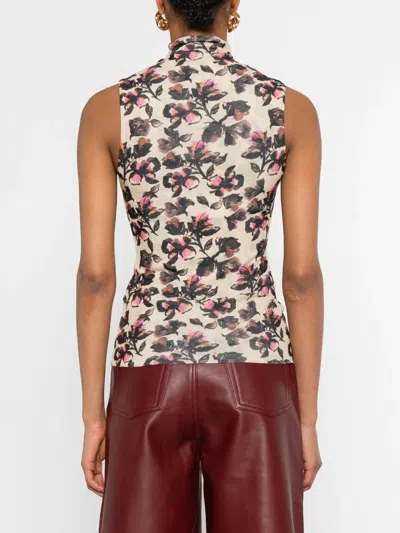 Nanushka Floral-print Turtleneck Top In Neutral