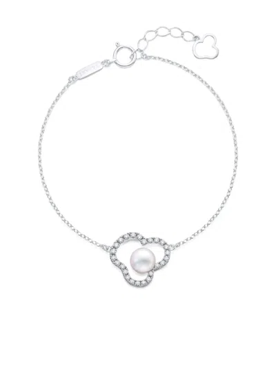 Tasaki 18k White Gold Chants Signature Akoya Pearl And Diamonds Bracelet In Metallic