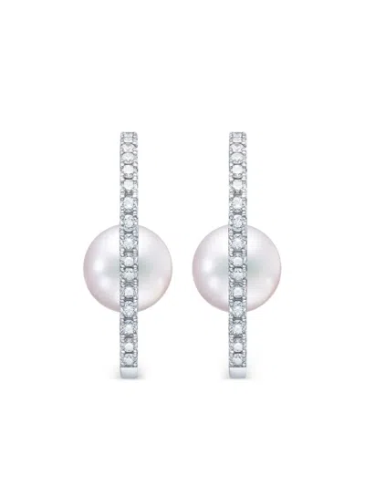 Tasaki 18k White Gold Chants Signature Akoya Pearl And Diamonds Earrings In Metallic