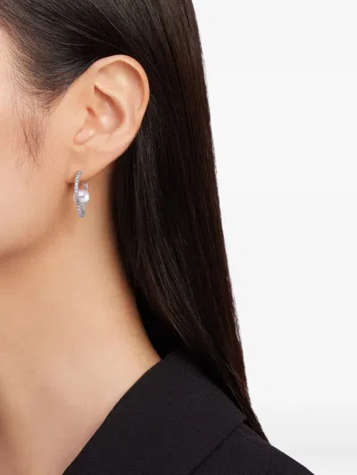 Tasaki 18k White Gold Chants Signature Akoya Pearl And Diamonds Earrings In Metallic
