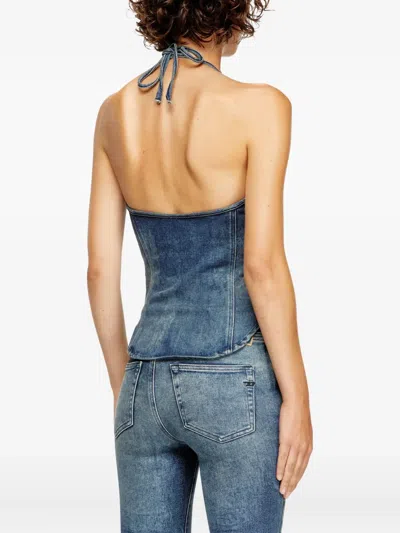 Diesel De-dra-short-fsg Mini Dress In Denim In Blue