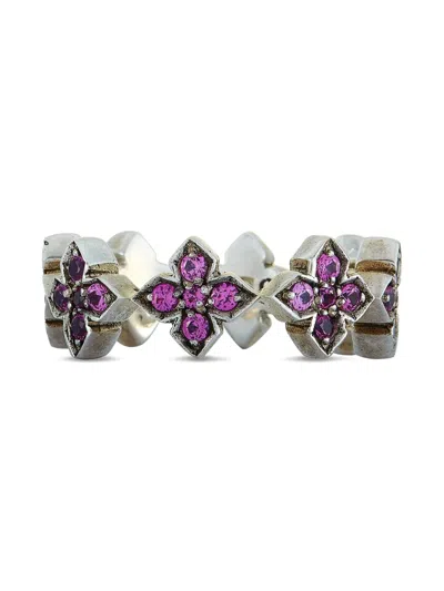Pre-owned King Baby Crystal-embellished Ring In Silver