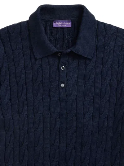 Ralph Lauren Cable-knit Polo Shirt In Blue