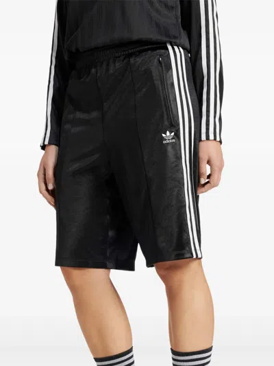 Adidas Originals Firebird 3-stripes Satin Shorts In Black