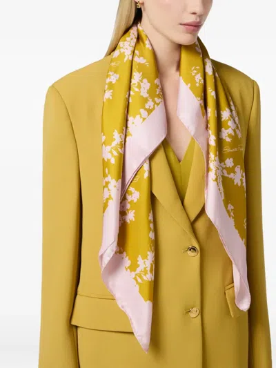 Elisabetta Franchi Floral-print Scarf In Green