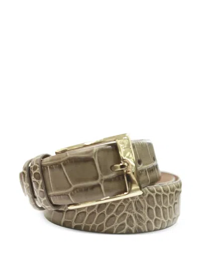 Stefano Ricci Leather Buckle Belt In Green