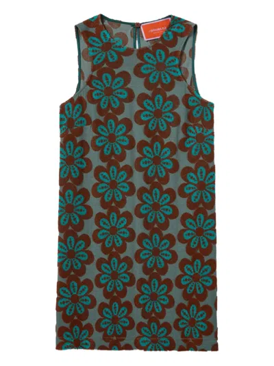 La Doublej Racer Floral-print Mini Dress In Multi