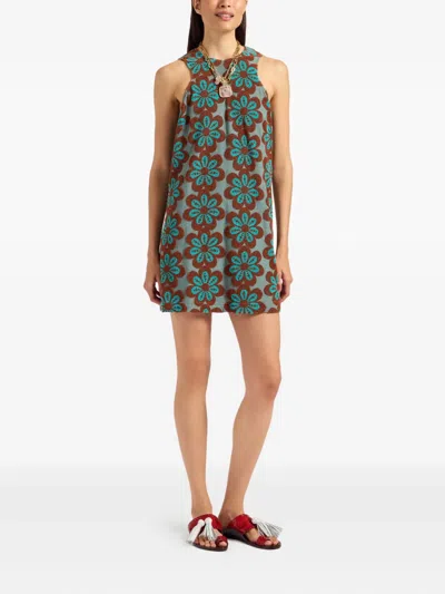 La Doublej Racer Floral-print Mini Dress In Multi