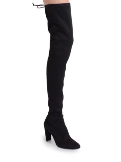 Shop Stuart Weitzman Alllegs Ultrastretch Suede Thigh-high Boots In Black