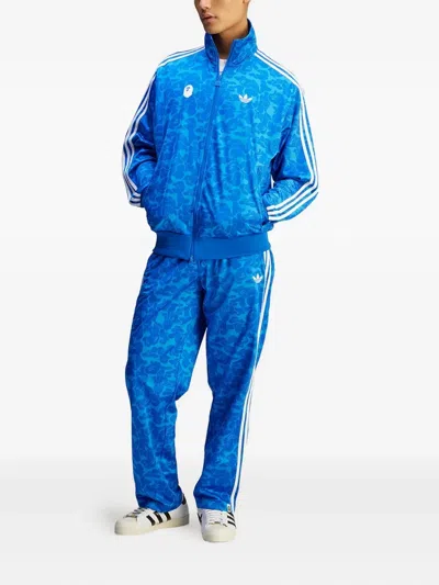 Adidas Originals X A Bathing Ape Firebird Three-stripe Camouflage Track Jacket In Blue