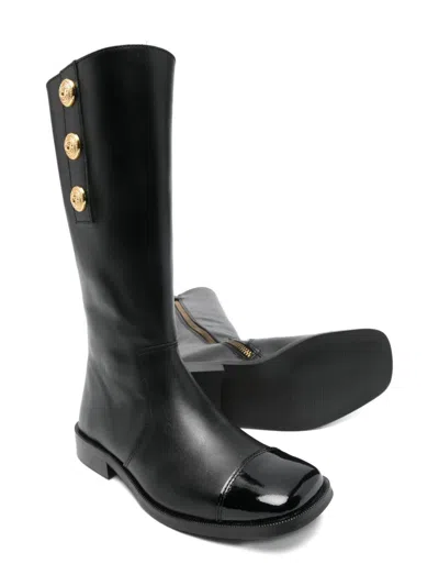 Balmain Studded Leather Boots In Black