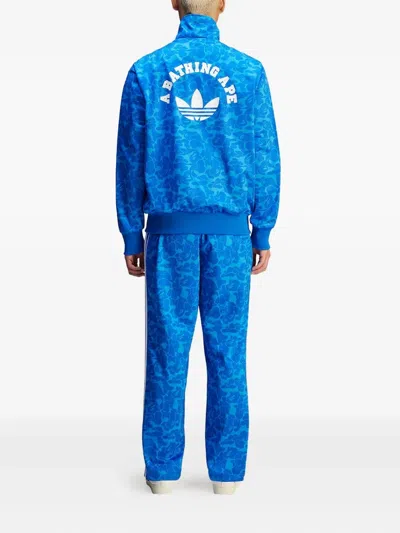 Adidas Originals X A Bathing Ape Firebird Three-stripe Camouflage Track Jacket In Blue