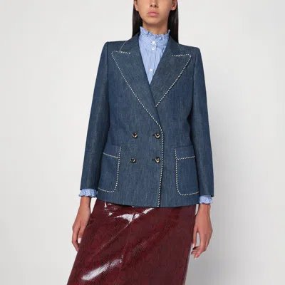 Valentino Garavani Women Double-breasted Denim Jacket In Blue