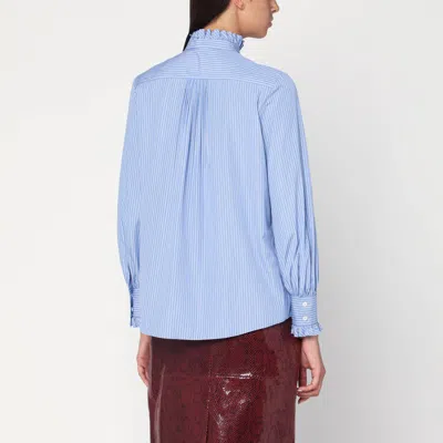 Valentino Light Blue Striped Shirt In Cotton