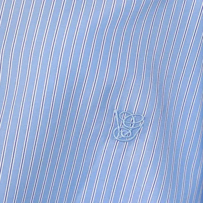 Valentino Light Blue Striped Shirt In Cotton