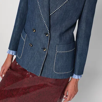 Valentino Garavani Women Double-breasted Denim Jacket In Blue