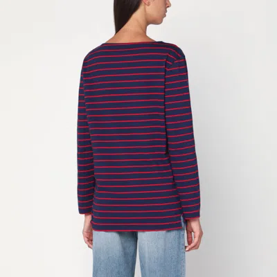 Valentino Striped Cotton Jersey T-shirt In Purple