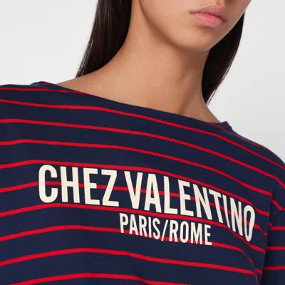 Valentino Striped Cotton Jersey T-shirt In Purple