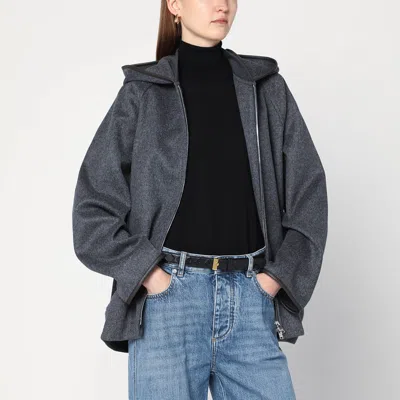 Bottega Veneta Grey Wool Hooded Jacket