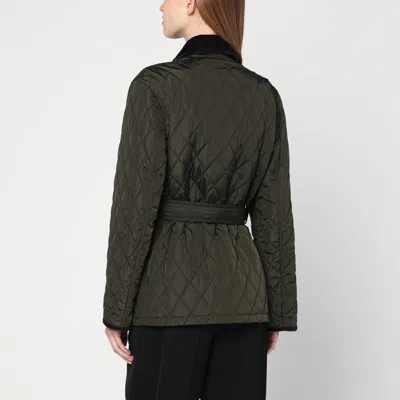 Burberry Quilted Nylon Jacket With Belt In Green