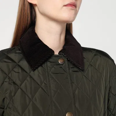 Burberry Quilted Nylon Jacket With Belt In Green