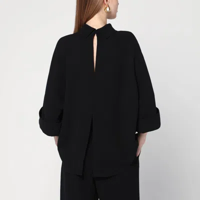 Mark Kenly Domino Tan Black Bailee Blouse In Crêpe Georgette