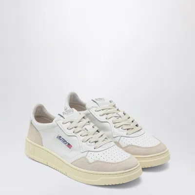 Autry Medalist White Low Top Sneakers With Beige Suede Details In Leather Man