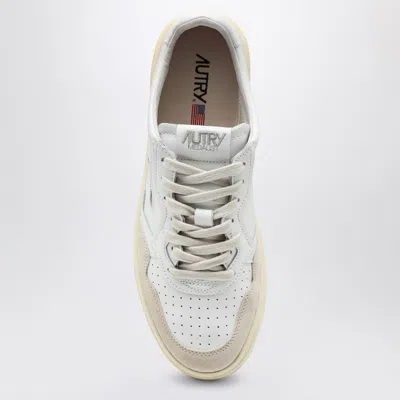 Autry Medalist White Low Top Sneakers With Beige Suede Details In Leather Man