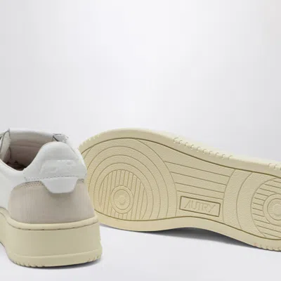 Autry Medalist White Low Top Sneakers With Beige Suede Details In Leather Man