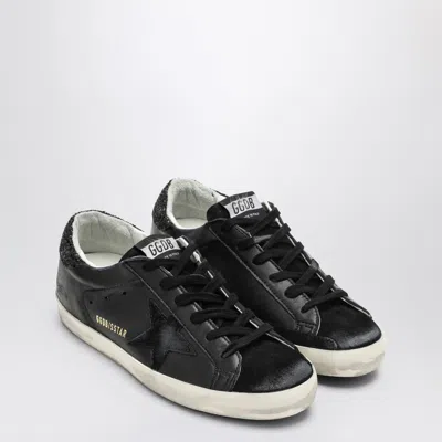 Golden Goose Super-star Black Low Trainer With Rhinestones