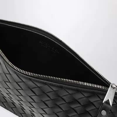 Bottega Veneta Large Pouch Black In Intrecciato