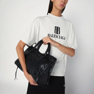 Balenciaga Women Le City Medium Leather Shoulder Bag In Black
