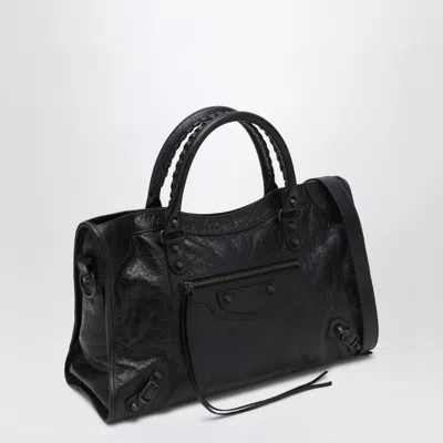 Balenciaga Women Le City Medium Leather Shoulder Bag In Black