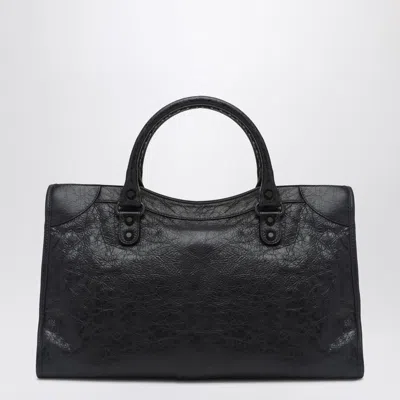 Balenciaga Women Le City Medium Leather Shoulder Bag In Black