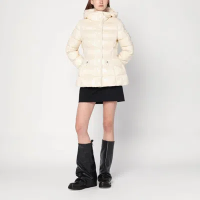 Moncler White Down Jacket In Lacquered Nylon